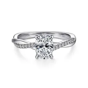 14K White Gold 'Campana' Oval Twist Diamond Engagement Ring