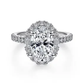 14K White Gold 'Hamilton' Halo Oval Diamond Engagement Ring