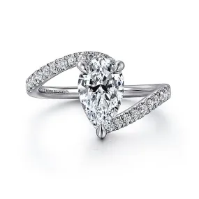 14K White Gold 'Leina' Bypass Pear Diamond Engagement Ring