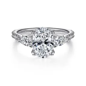 14K White Gold 'Sookie' Three Stone Oval Diamond Engagement Ring