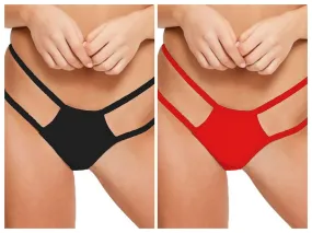 2Pcs Sisterhood Sexy Thong Panty  for Ladies - Black & Red