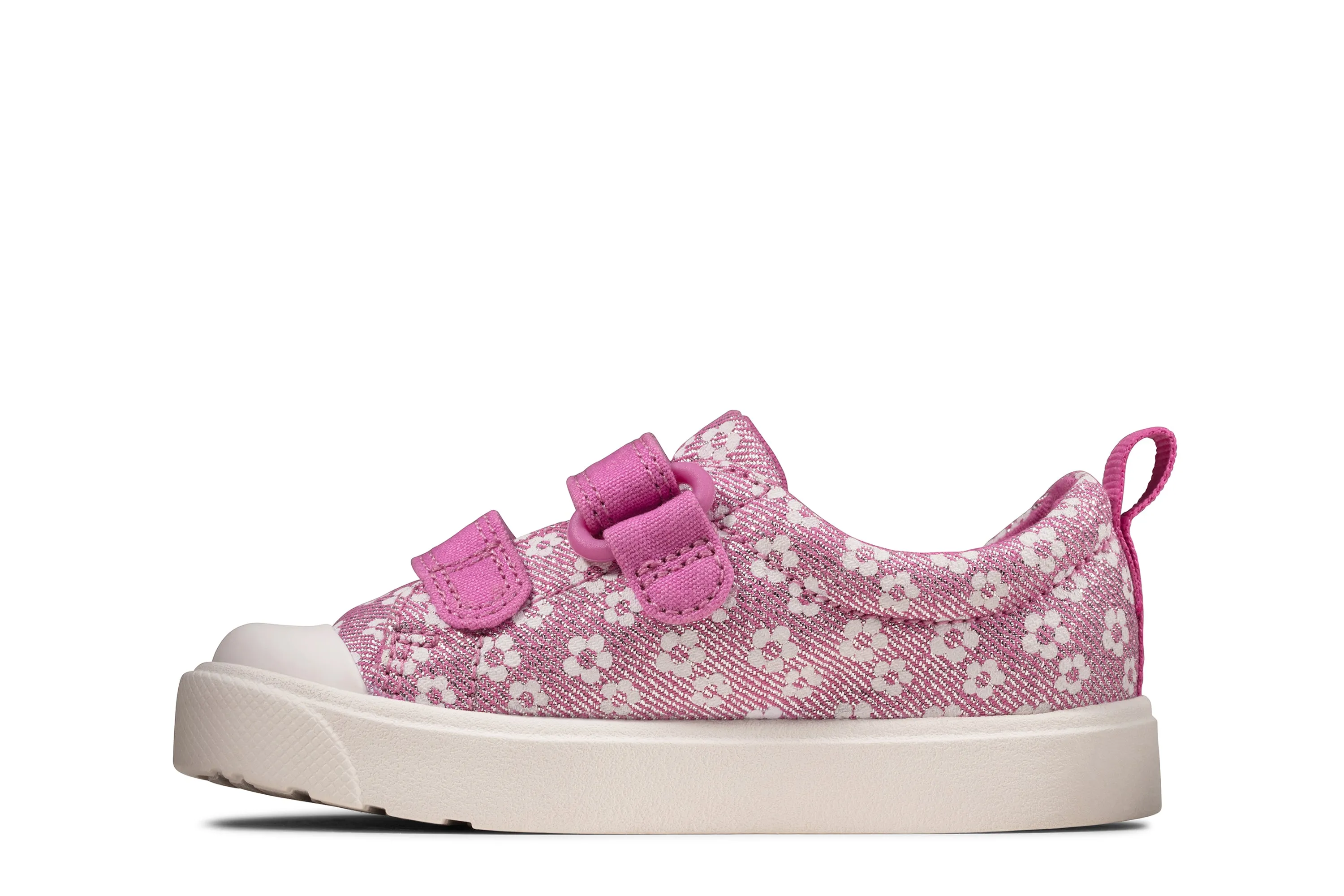 Clarks City Bright T Pink Floral Glitter