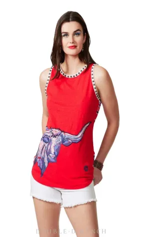 Double D Ranch - Moon-n-Cow Tank - Rocket Red