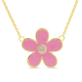 Flower CZ Pendant - Pink