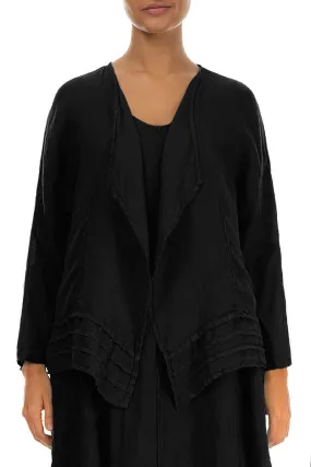 Open Black Gauze Linen Jacket