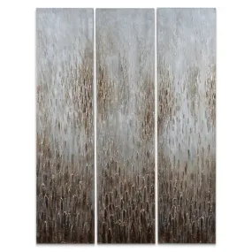 "Dreamy Field" Textured Metallic Hand Painted Wall Art Triptych Set by Martin Edwards